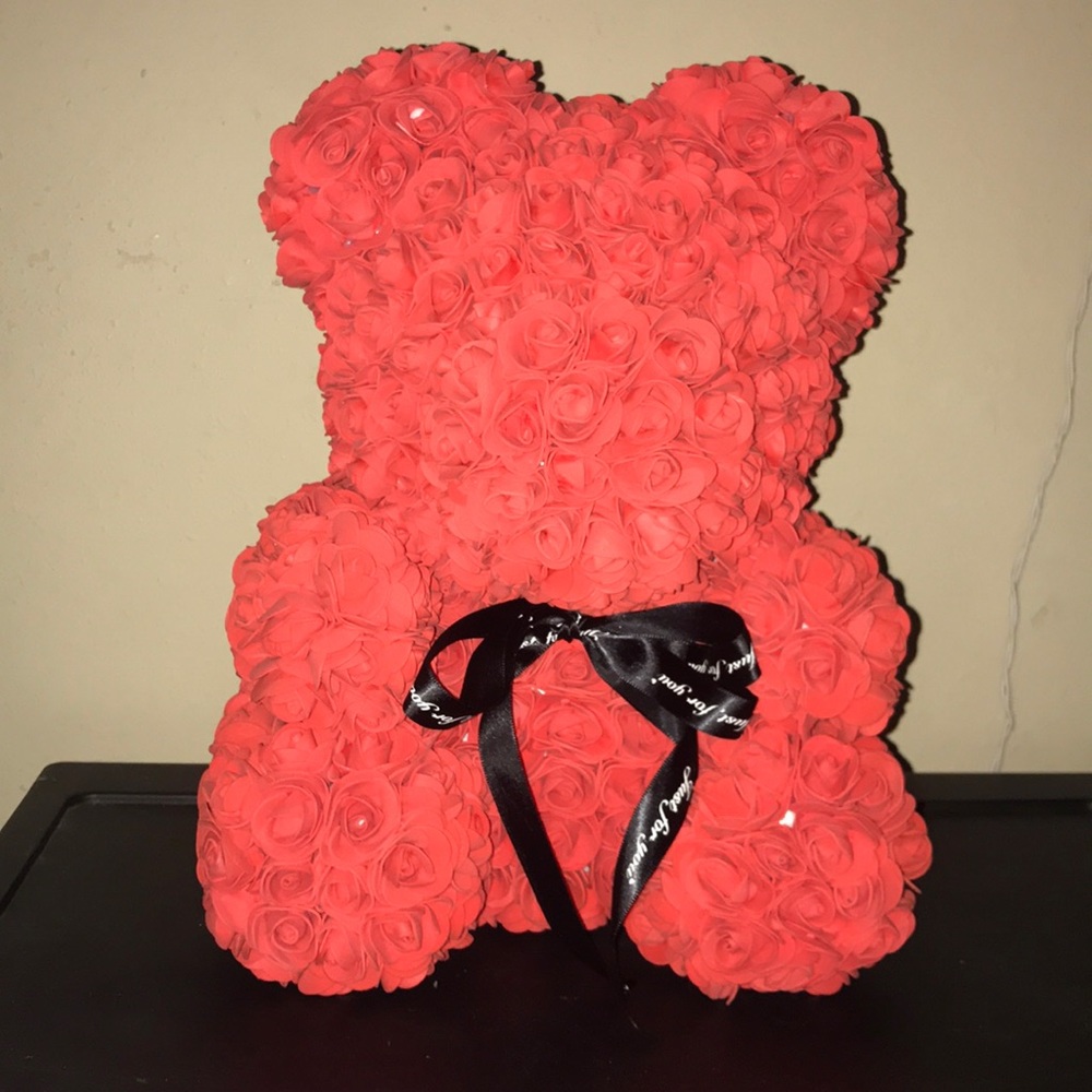 Red “just for you” flower teddy bear